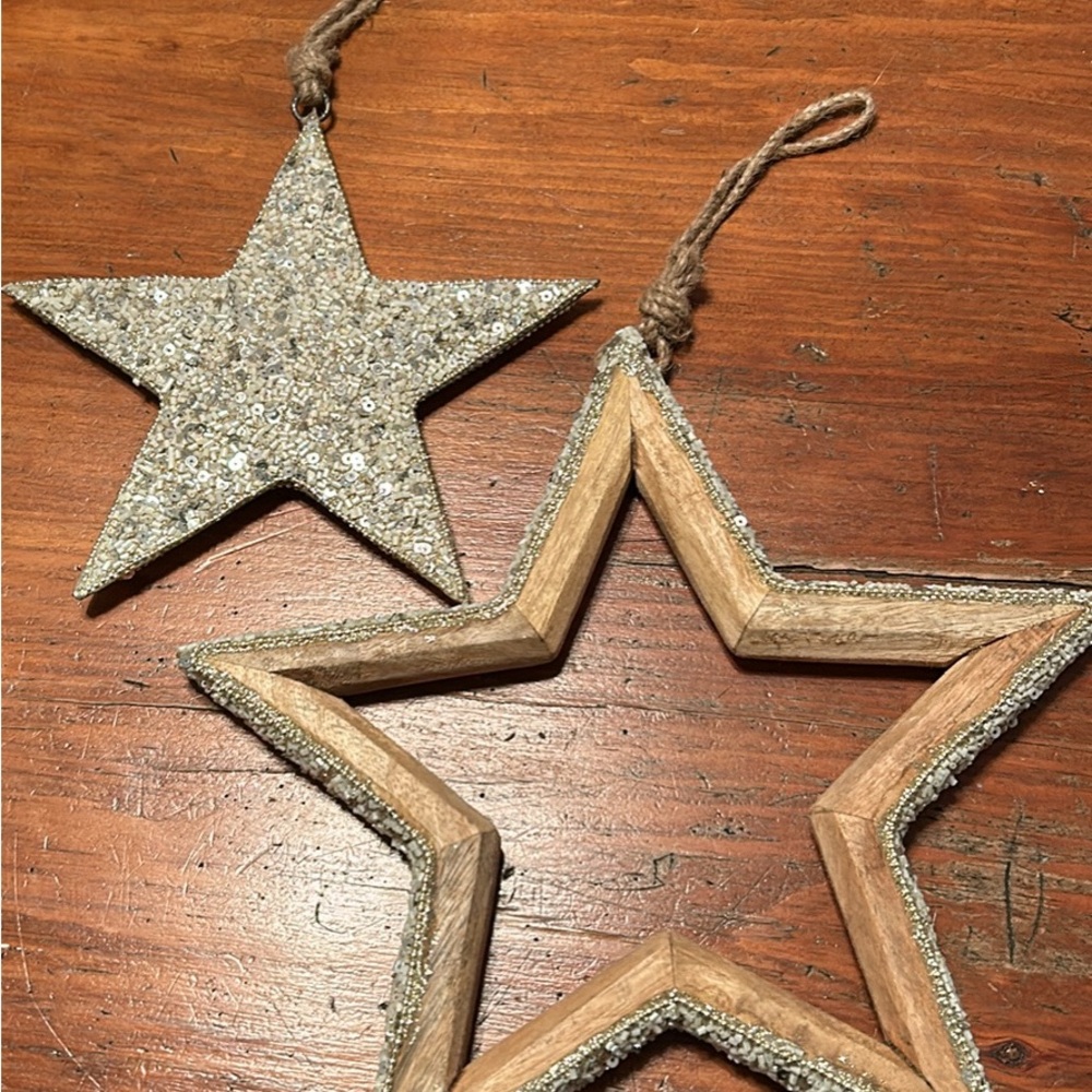 Glittery Silver Star Holiday Ornament Set